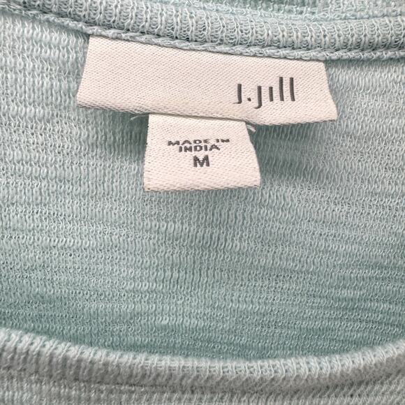 J Jill Tunic Womens Medium Blue Pullover 3/4 Sleeve Snap Side Detail Cotton Knit - Picture 2 of 8